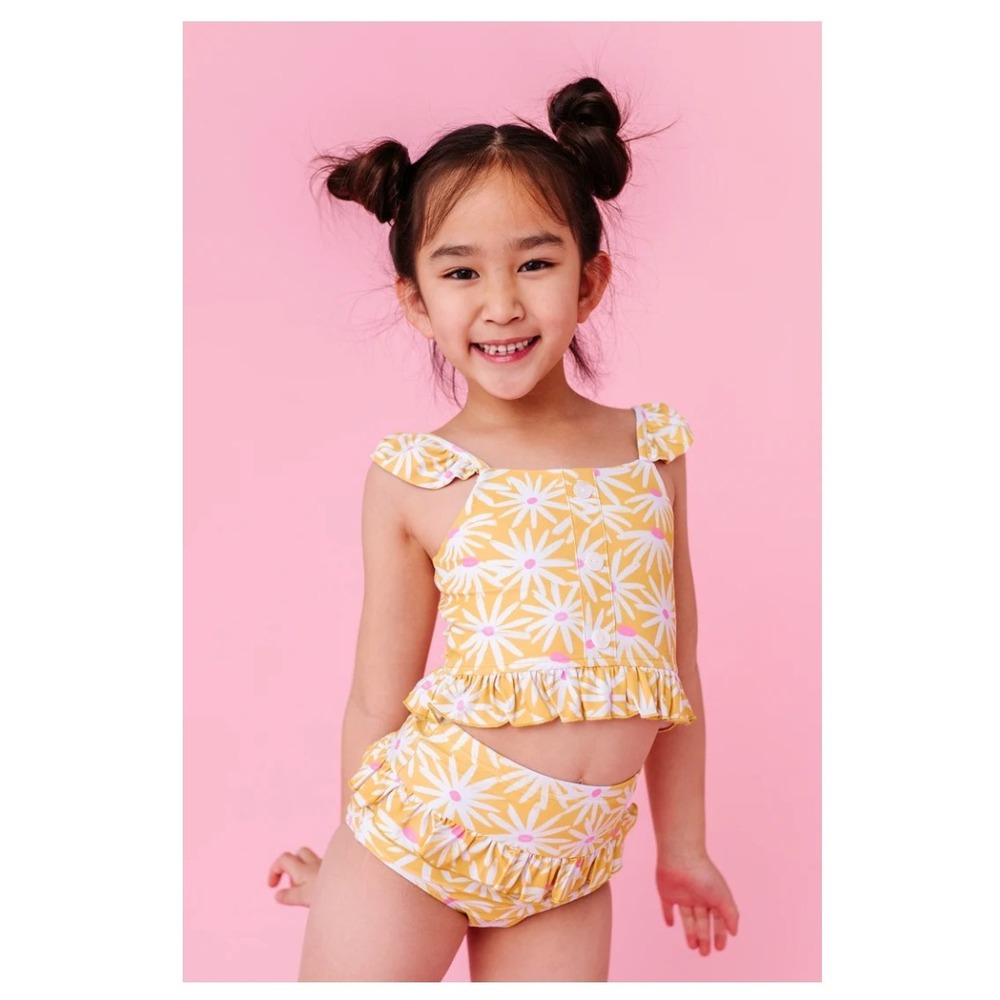 Made By Molly Happy Daisy Floral Ruffle Button 2-Piece Swimsuit Set Size 5T NEW